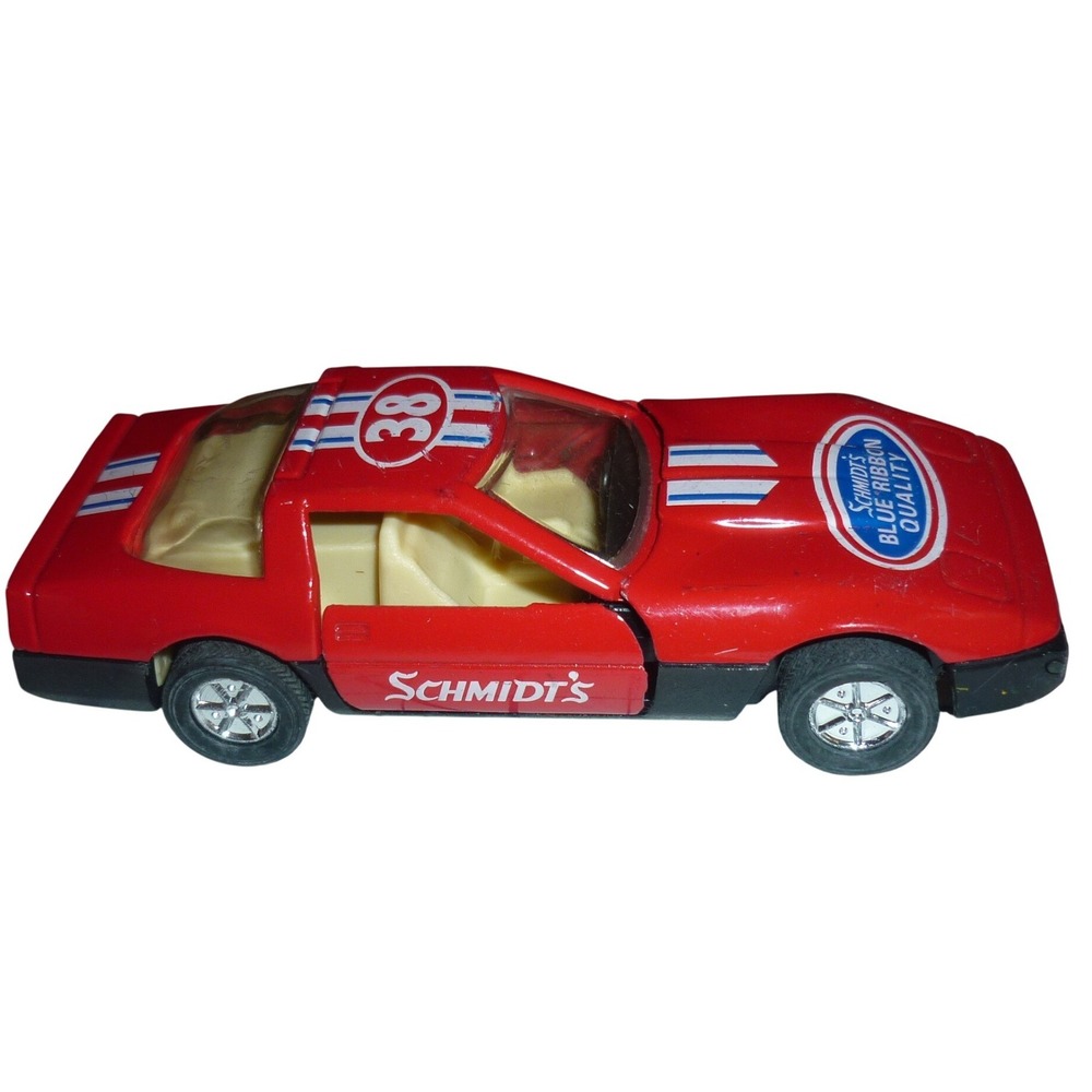 Schmidt's Blue Ribbon Quality Red Corvette C4 Diecast Toy Car #38 Opening Hood